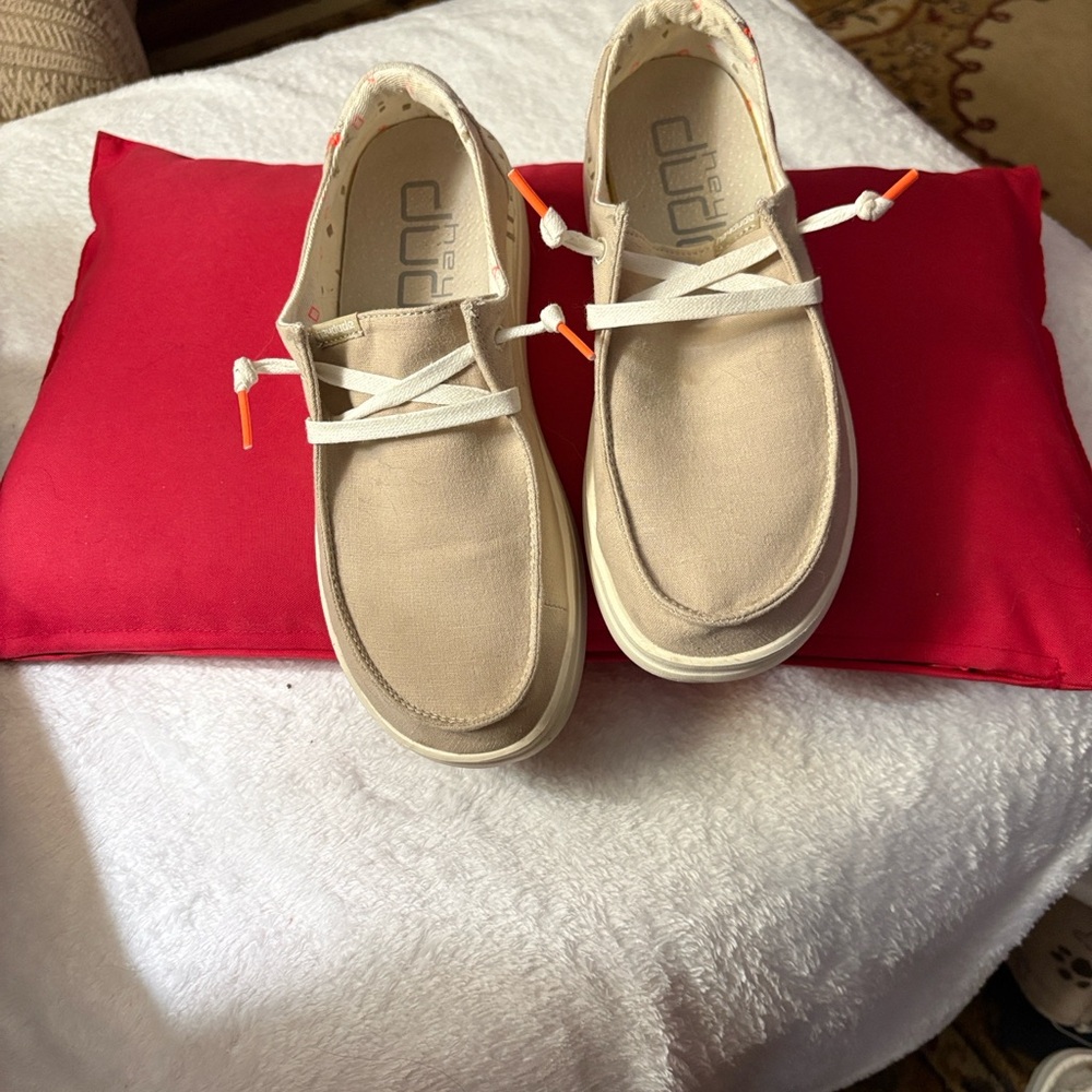 Hey Dude Beige Wedges